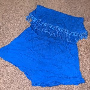 Fringe shorts romper